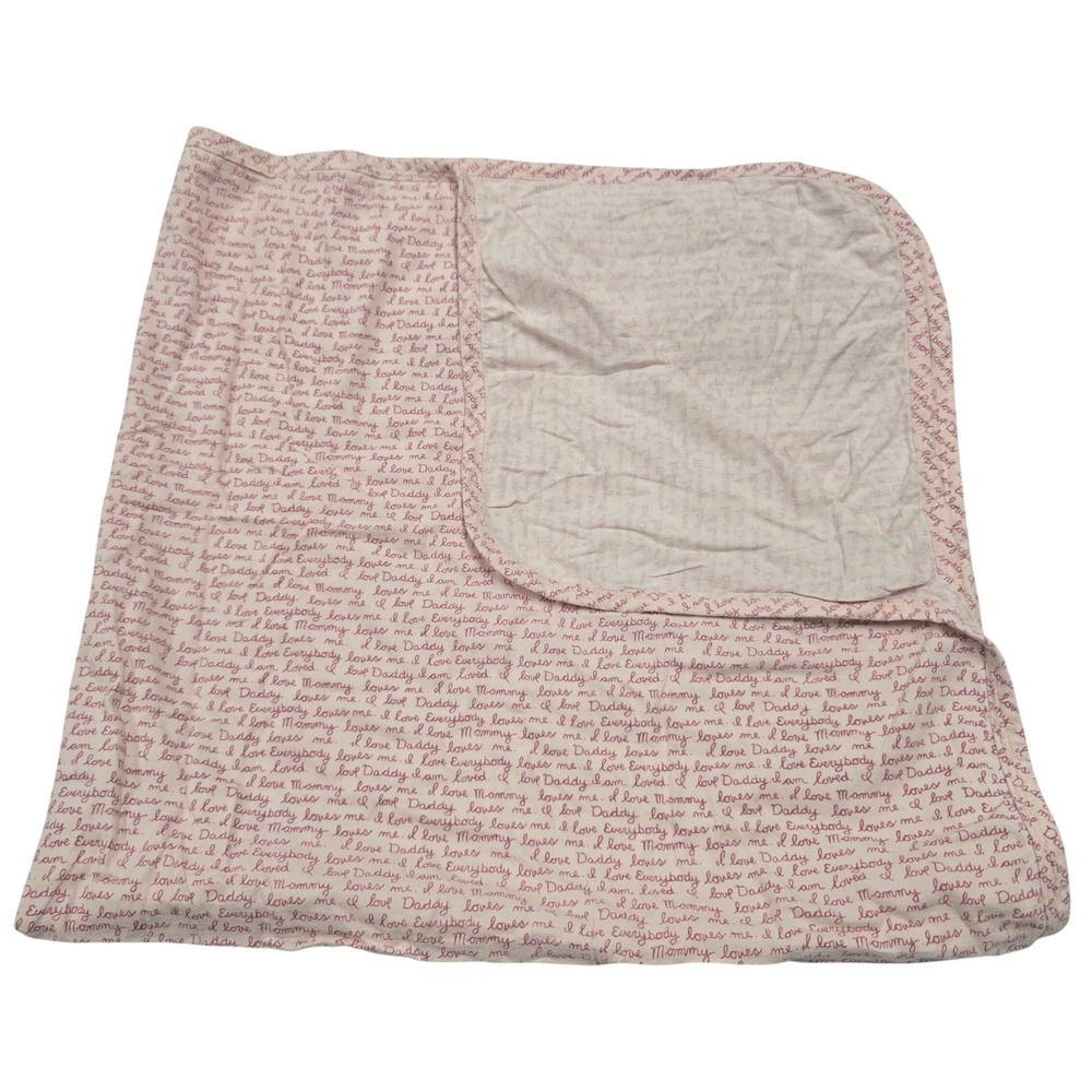 Old Navy Pink I Am Loved Flannel Baby Blanket I Love Daddy Mommy Everybody Lovey